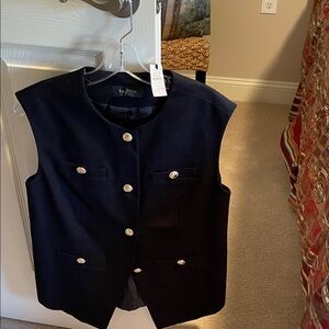 Talbots Women's black  Vest with gold
 Buttons nwt